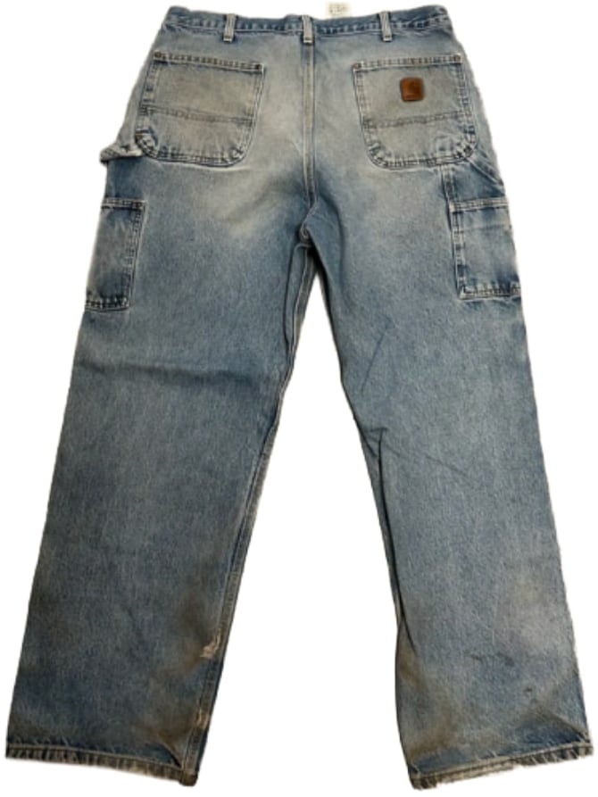 Carhartt 'Distressed Light Wash' Double Knee VIntage Work Pants