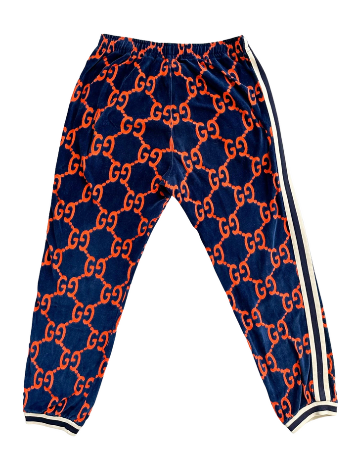 Gucci Blue & Orange 'Chenille GG Logo' Track Pants