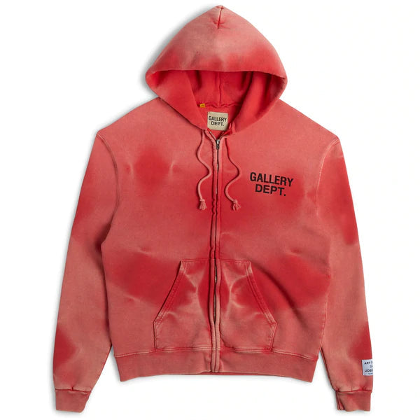 Gallery Dept Sunfaded Zip Up Hoodie 'Red'