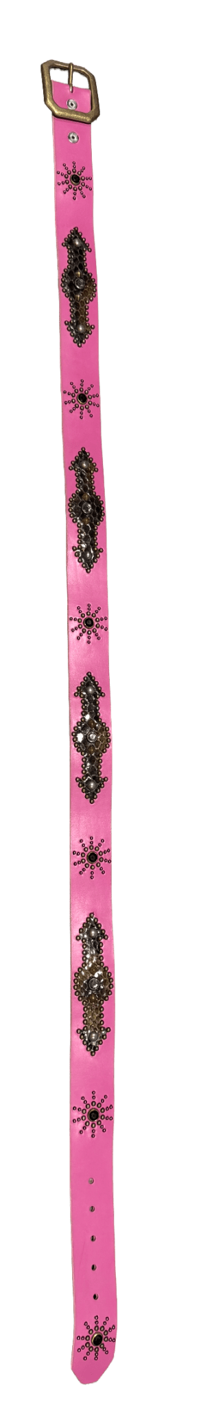 Studded 'Brown Snakeskin/ Sun Gem' Pink Belt