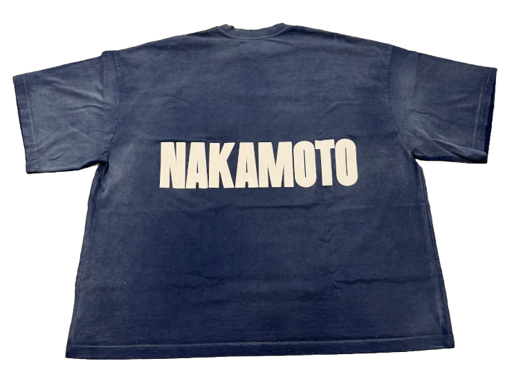 Satoshi Nakamoto 'Impact Logo' Oversized Blue Tee