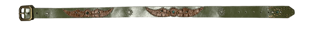Studded 'Brown Scale Spider Gem' Olive Belt