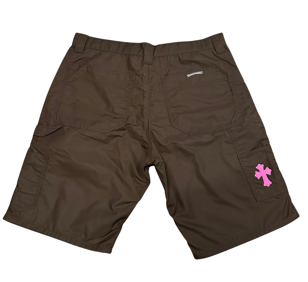 Chrome Hearts 'Brown' Nylon & Leather Double Knee Carpenter Shorts