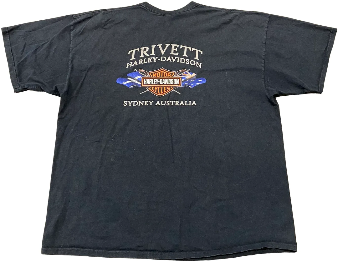 Harley Davidson 'Rivett, Sydney, Australia' Black Vintage Tee