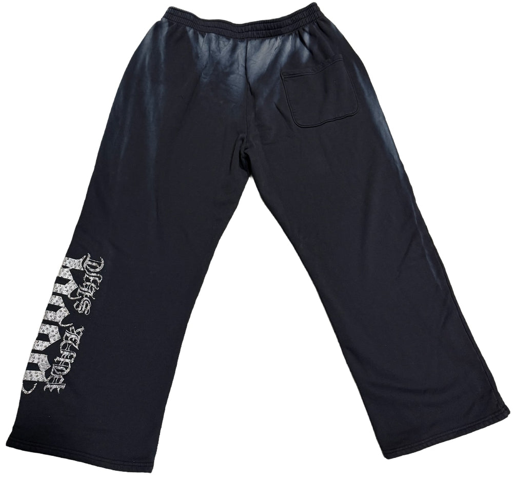Bossi 'Silver Heavy Metal' Washed Black Rhinestone Sweatpants