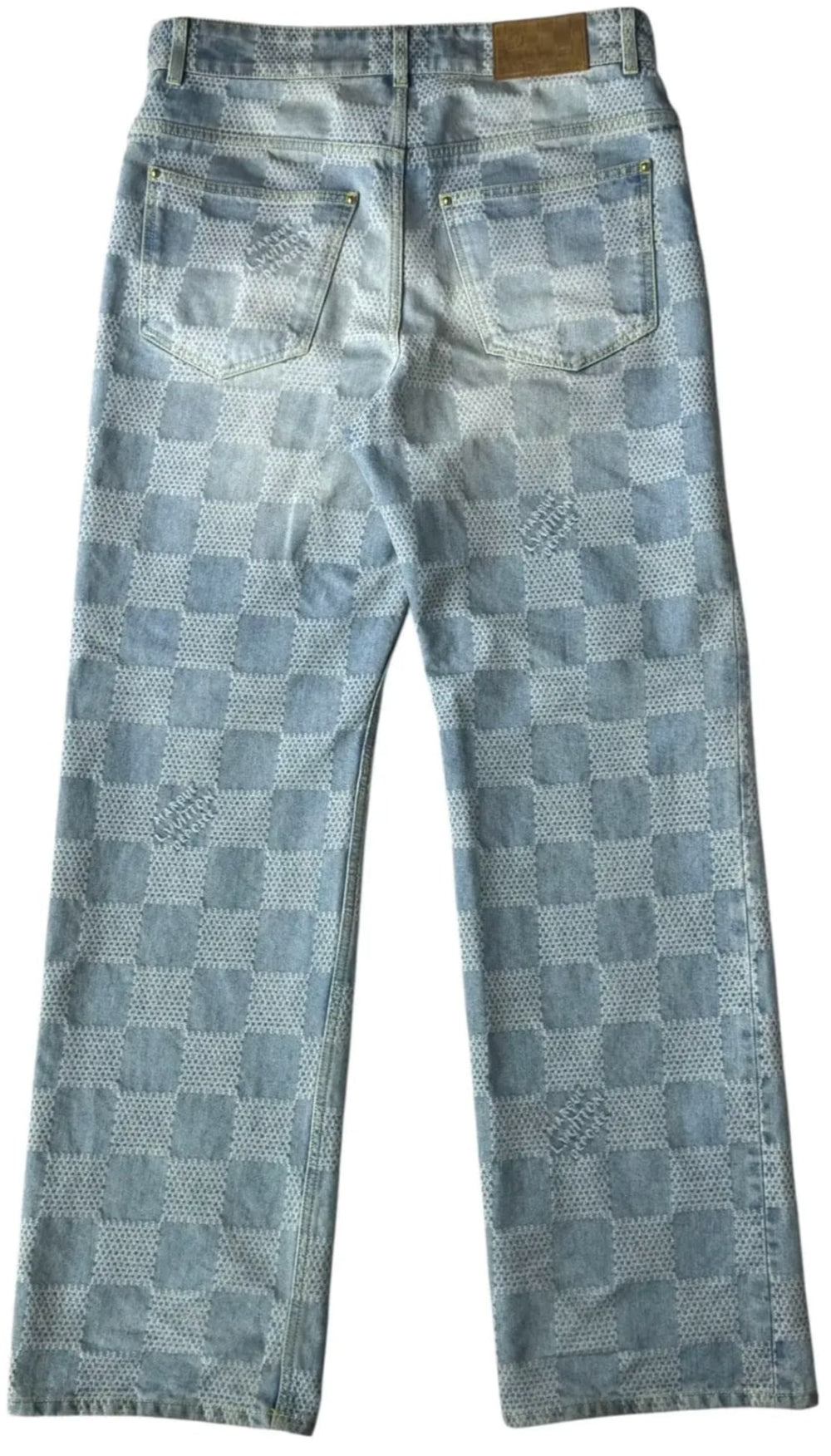 Louis Vuitton 'Damier' Light Wash Denim Skate Pants