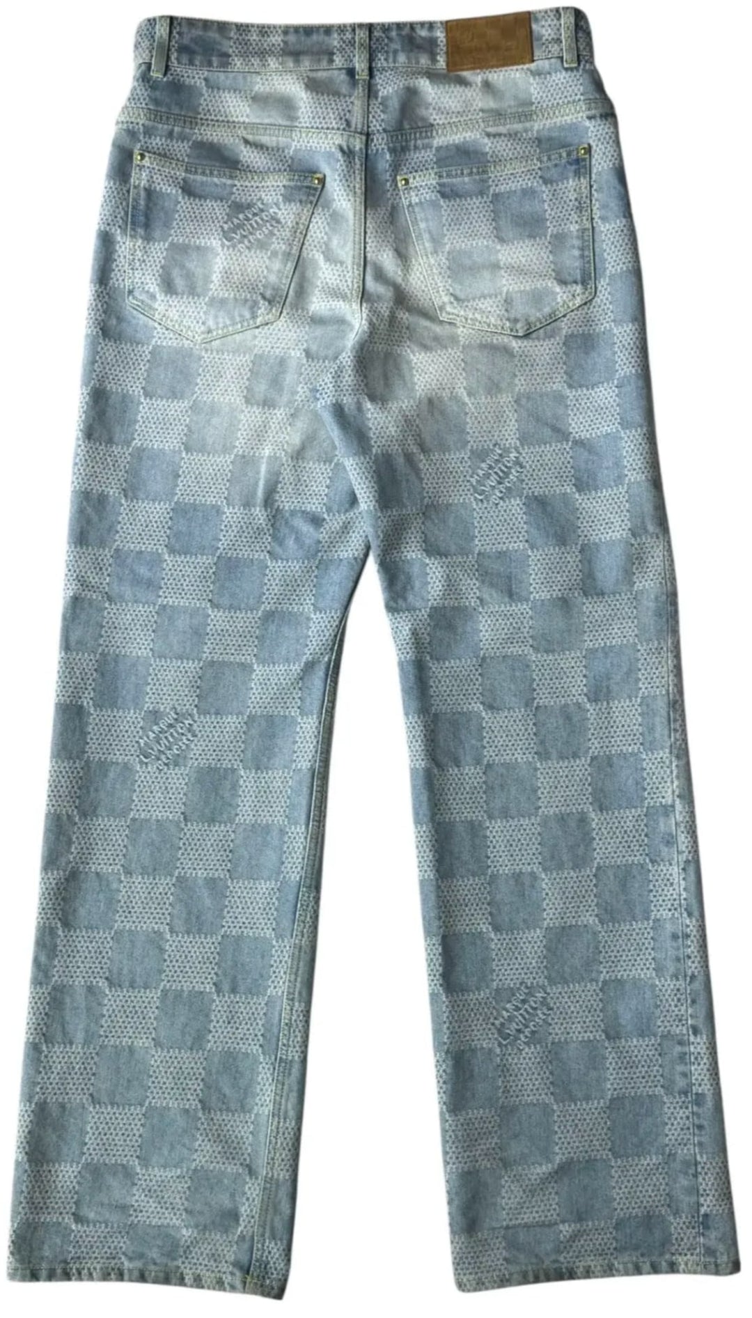 Louis Vuitton 'Damier' Light Wash Denim Skate Pants