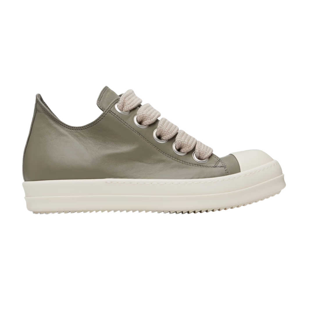 Rick Owens Dark Pearl Leather Jumbo Lace Low Sneakers