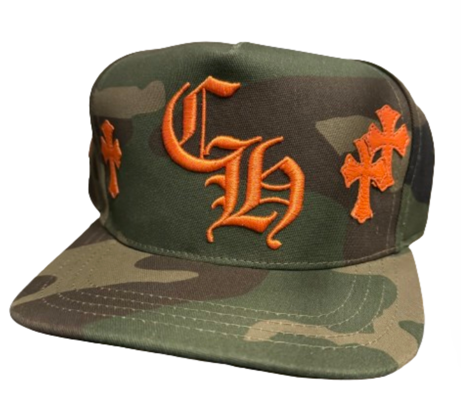 Chrome Hearts 'Camo Orange' Cross Patch Hat