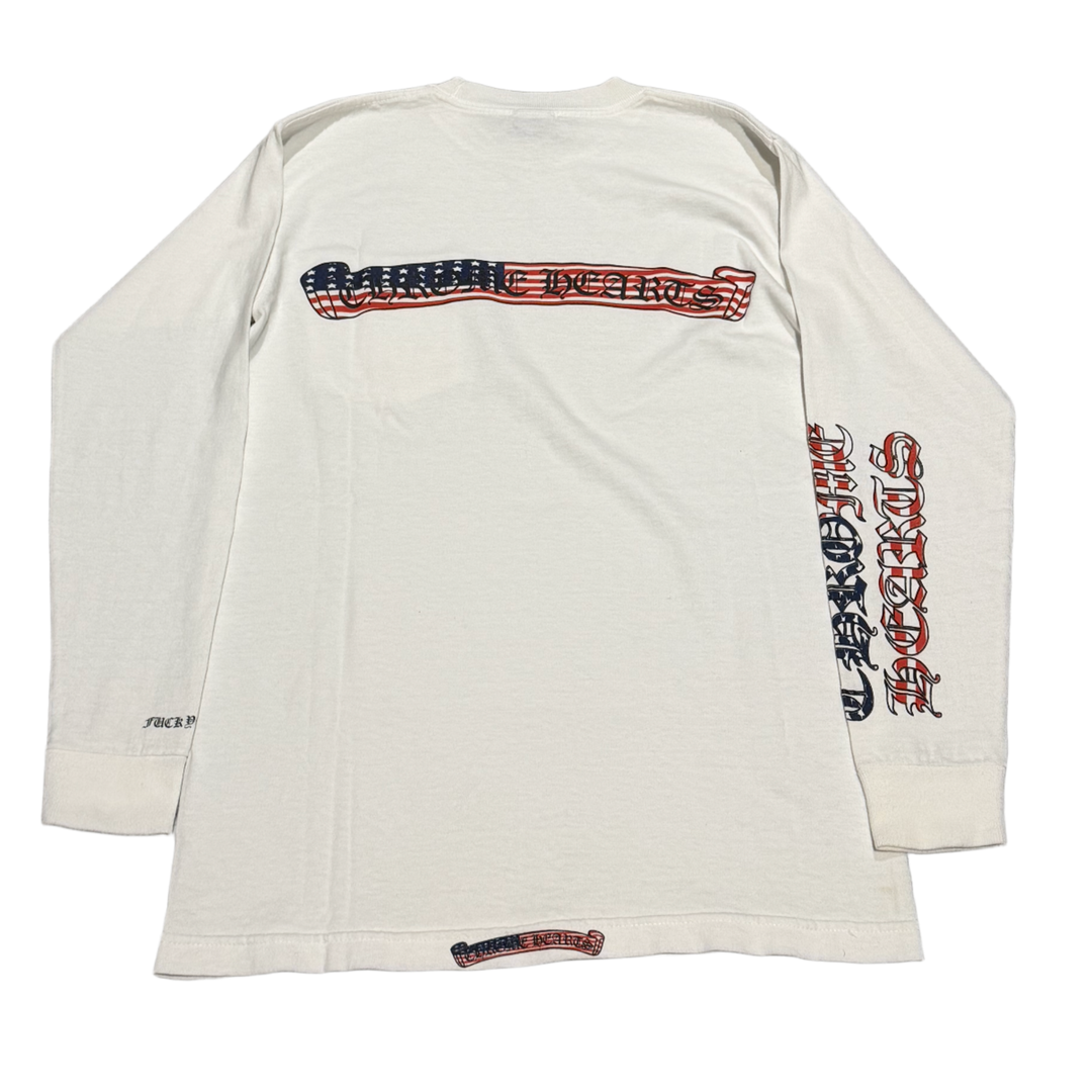 Chrome Hearts 'USA Scroll' White Pocket Longsleeve Tee