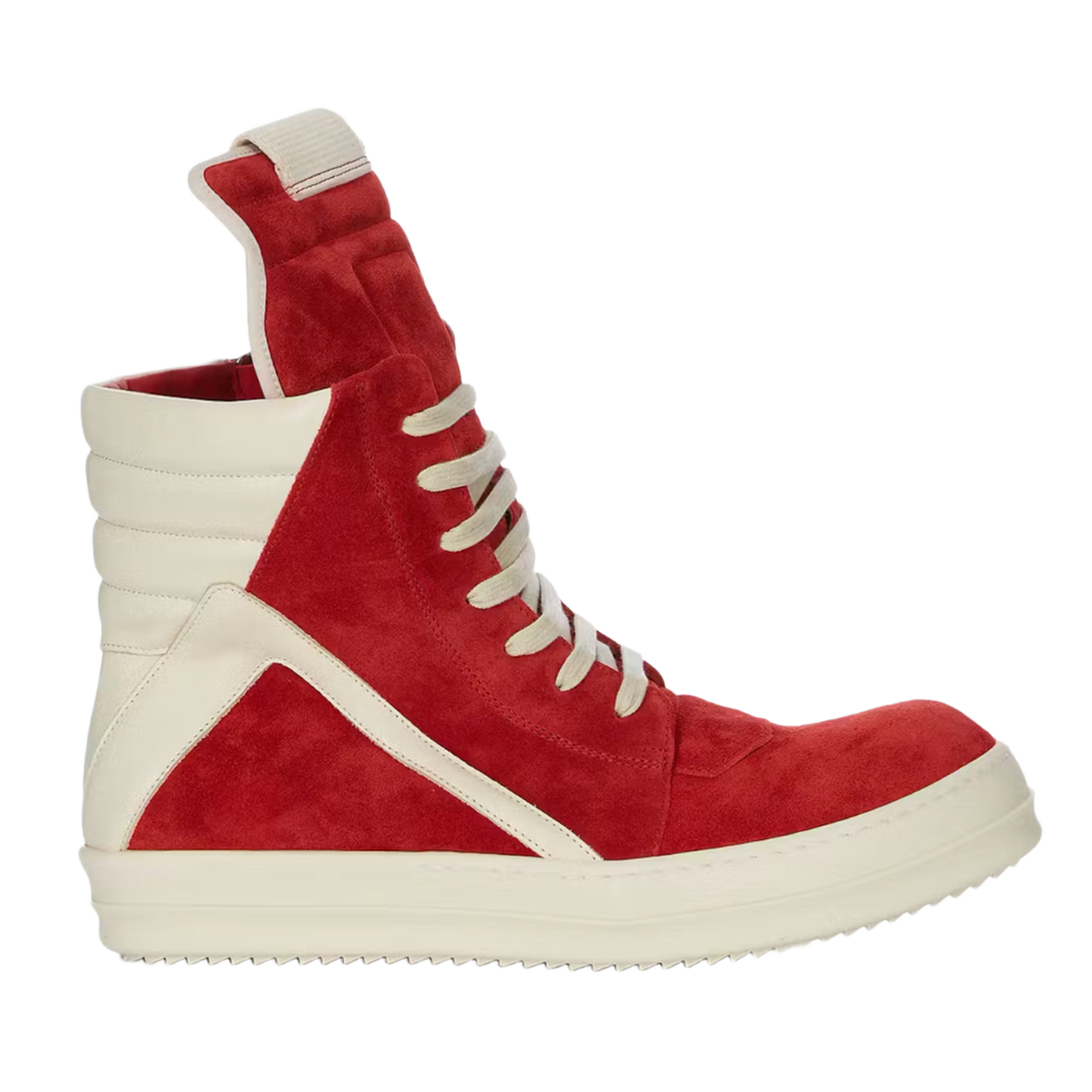 Rick Owens 'Carnelian' Suede Geobasket Sneakers