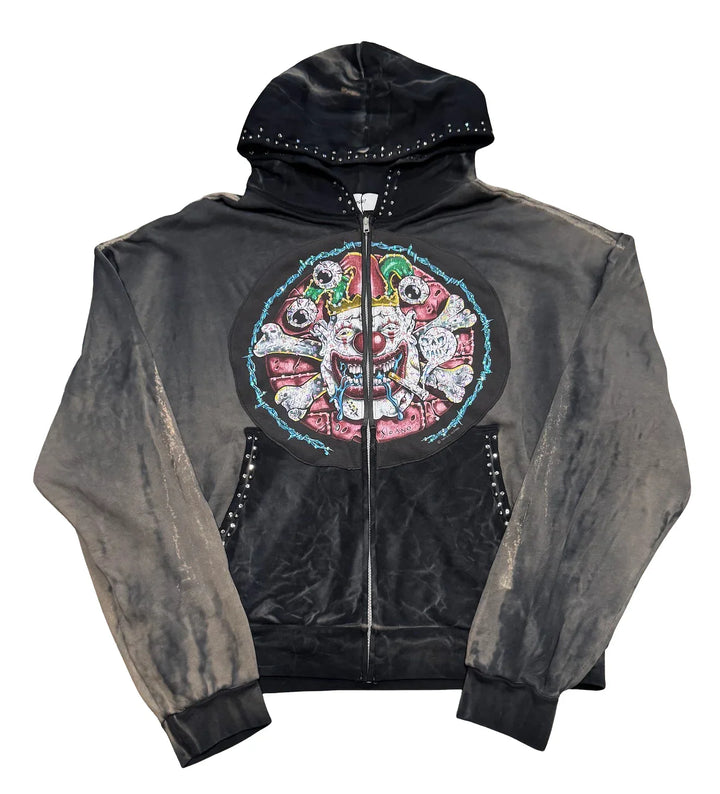 Bossi 'Sloane' Vintage Rhinestone Zip Up Hoodie