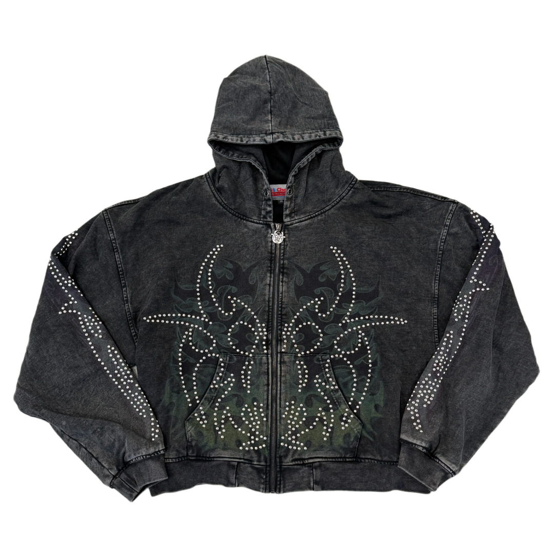 Chew Forever 'Studded Roach' Washed Black Zip