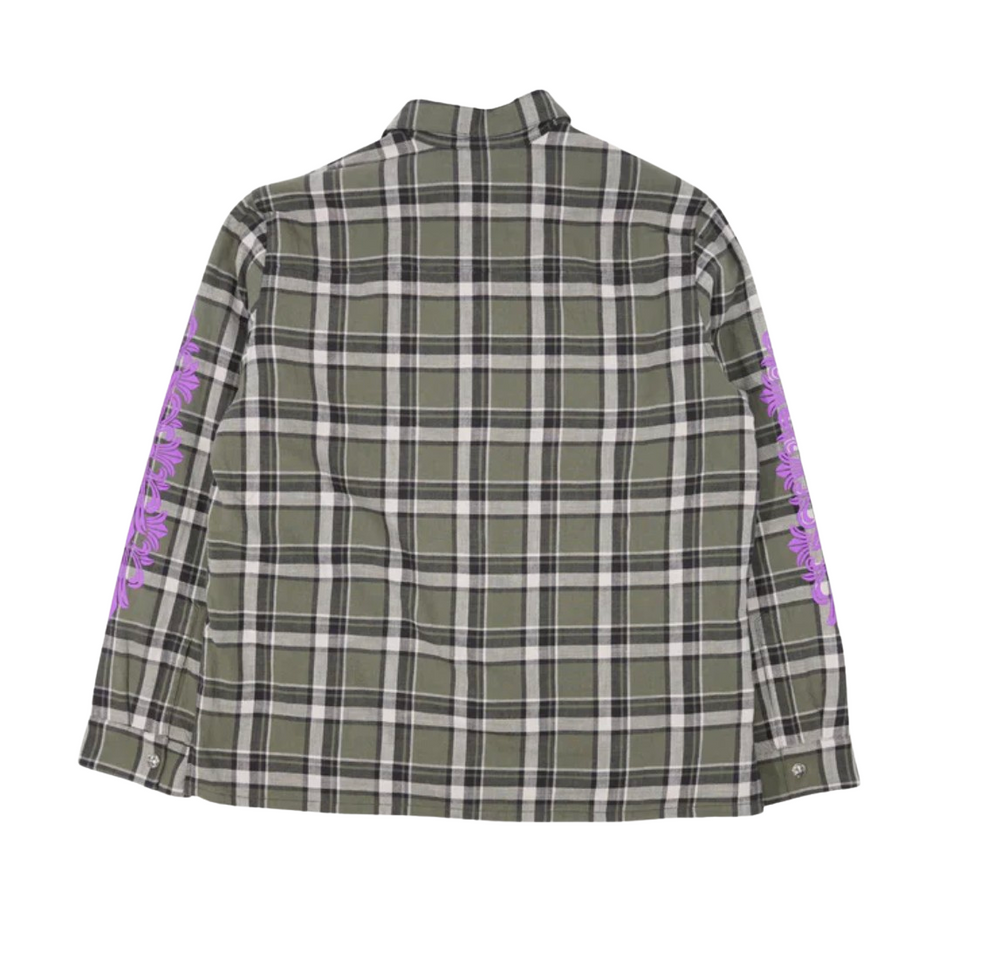 Chrome Hearts 'Purple Floral' Green Flannel Jacket