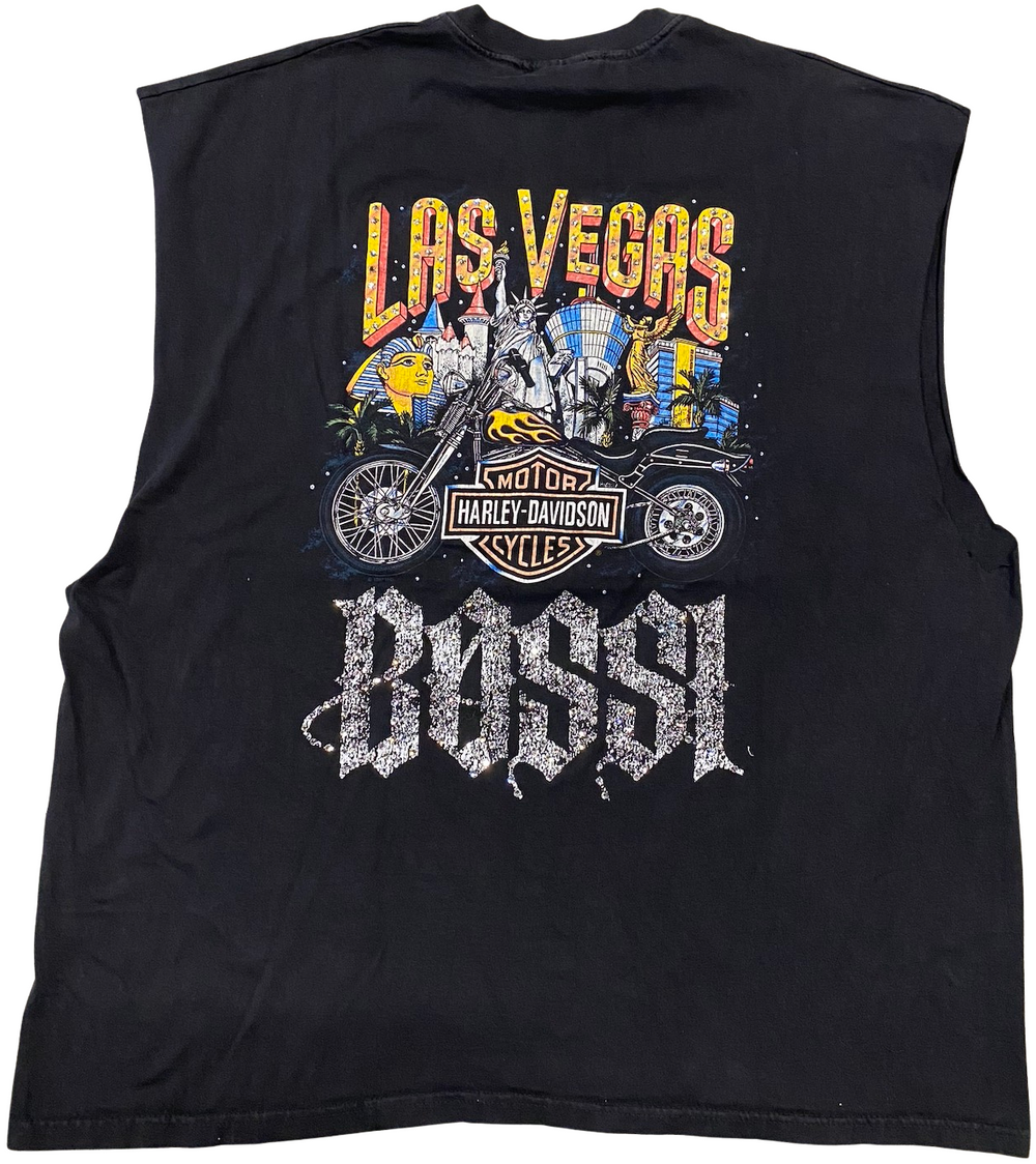 Bossi 'Las Vegas Cyle' Harley Davidson Vintage Cutoff Tee