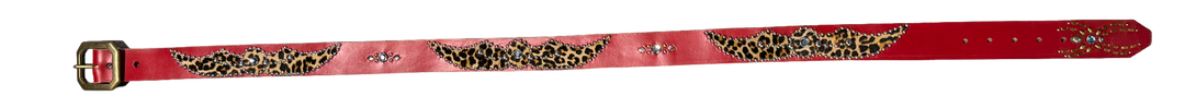 Studded 'Leopard Fur Spider Gem' Red Belt