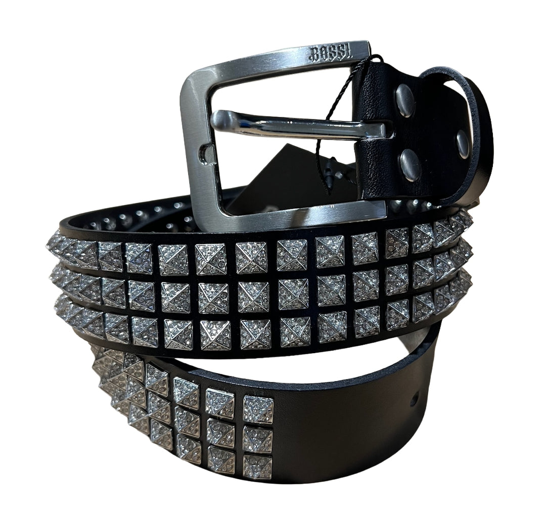 Bossi 'Silver on Black' Studded Belt
