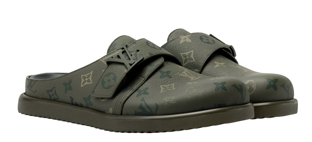 Louis Vuitton 'Khaki Green' Mule Slippers