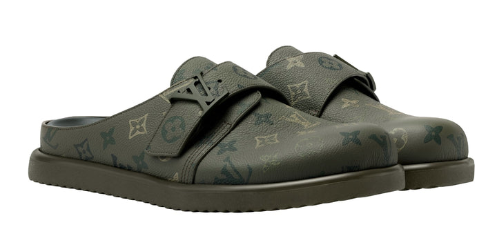 Louis Vuitton 'Khaki Green' Mule Slippers