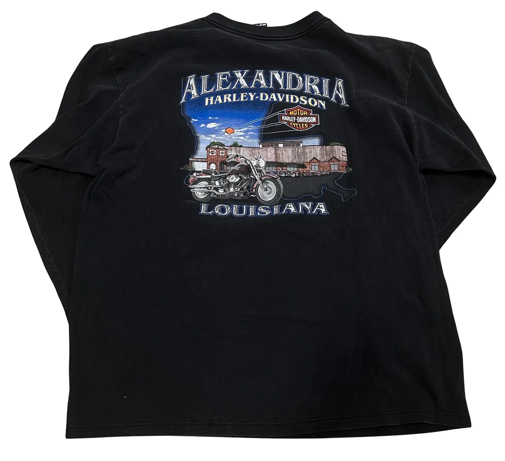 Harley Davidson 'Alexandria, VA' Flame Vintage Black Longsleeve