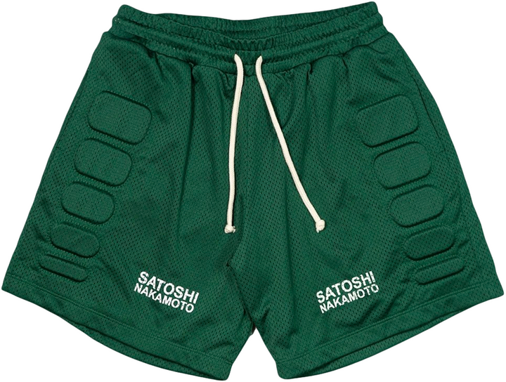 Satoshi Nakamoto 'Moto' Green Mesh Shorts