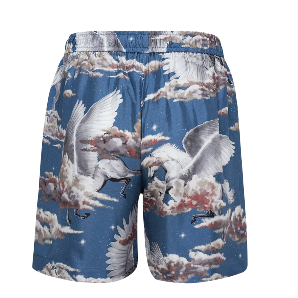Amiri 'Blue' Pegasus Silk Pajama Shorts