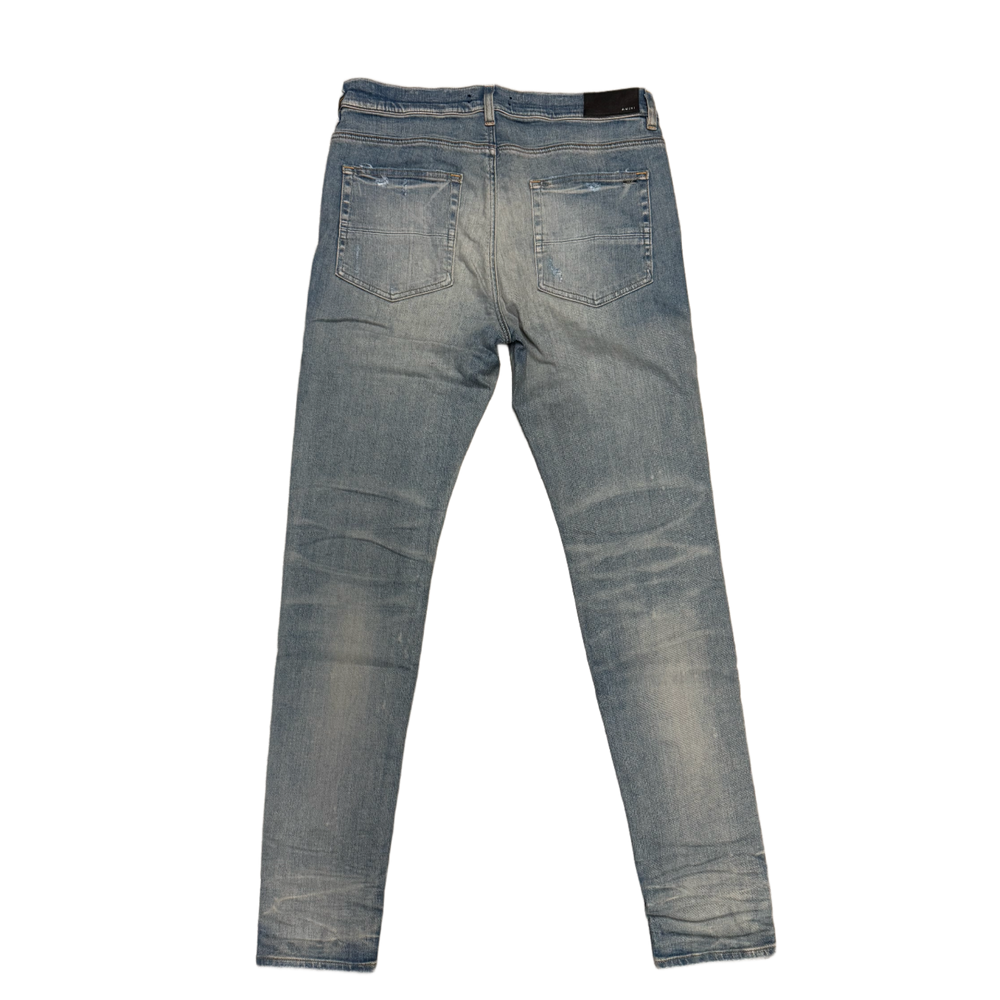 Amiri 'Distressed Rainbow Paisley Clay Indigo Thrasher' Jeans
