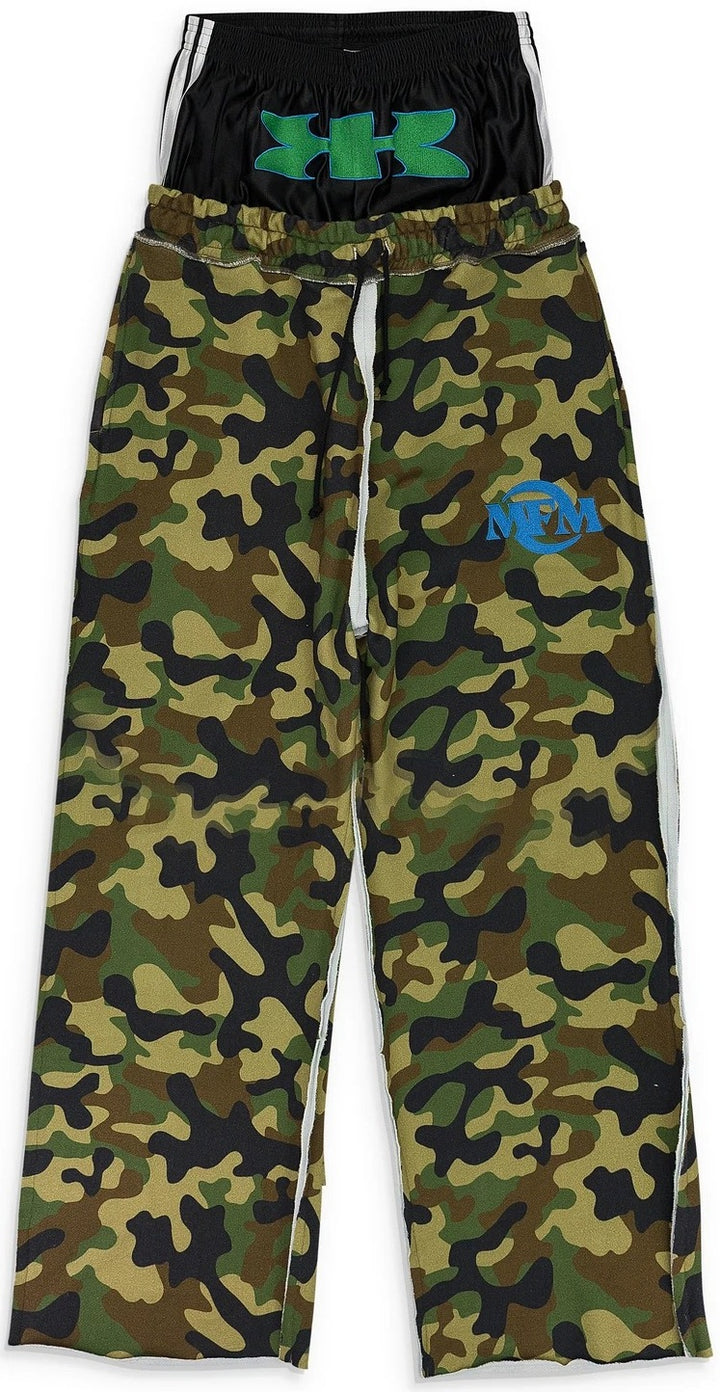 Murd333r.fm x Greedy Unit 'Green Camo' Layered Sweatpants