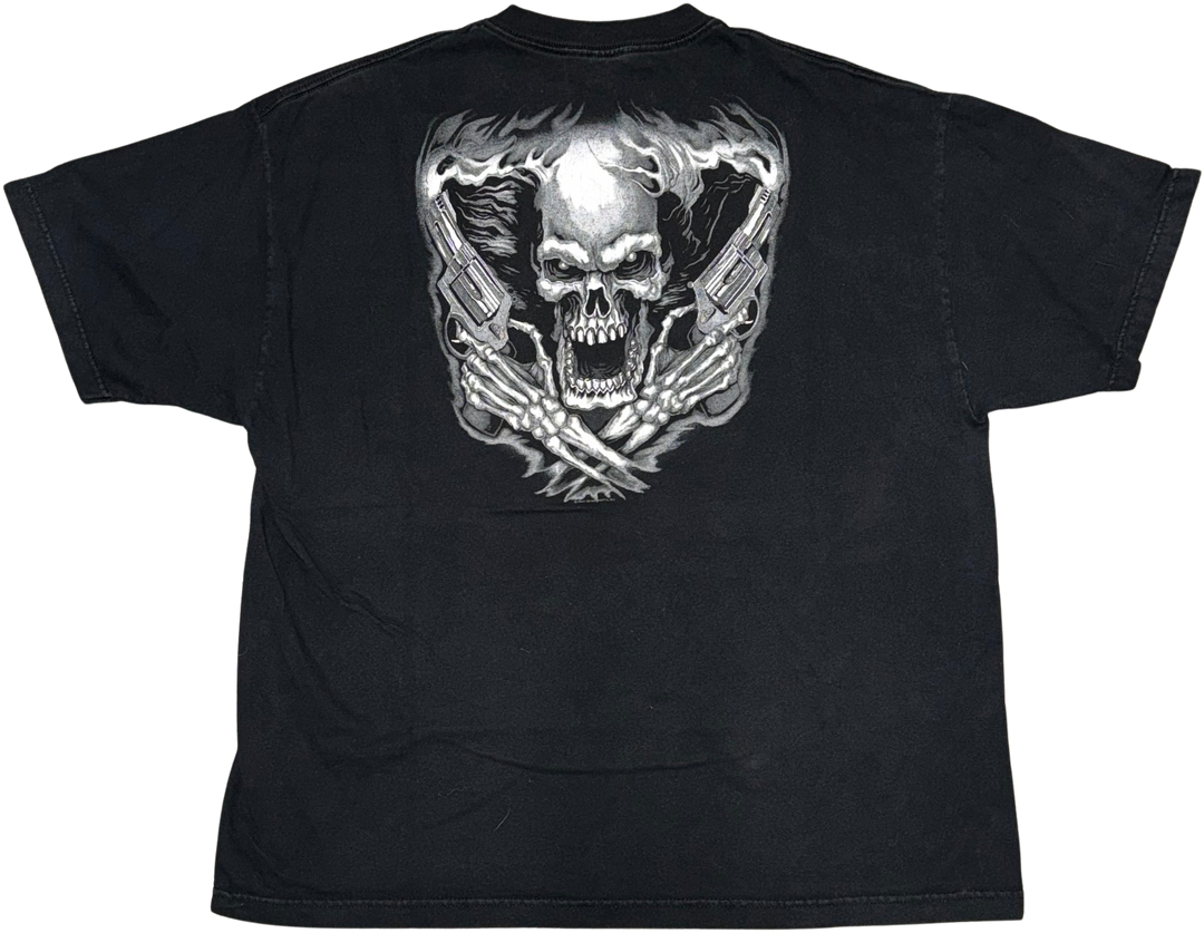 Flaming Skull 'Gunslinger' Vintage Black Tee