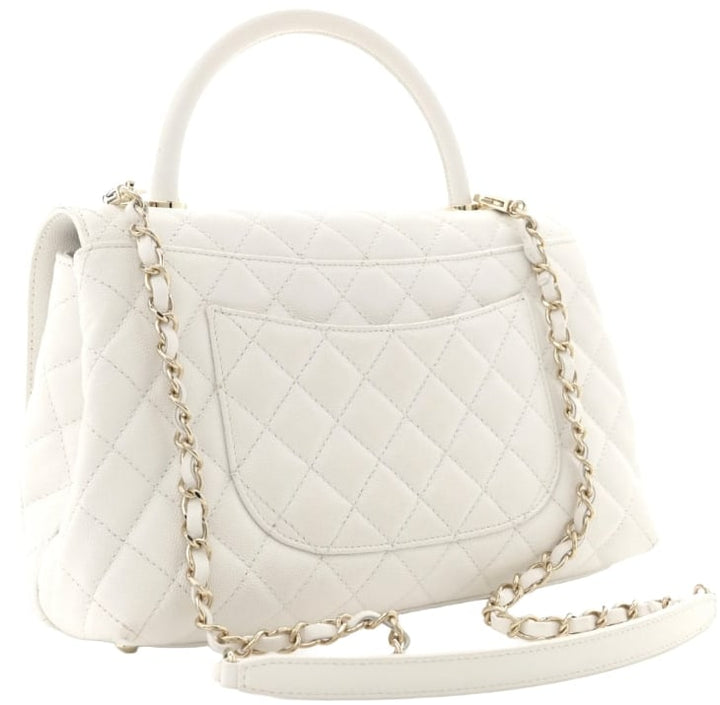 Chanel 'White' Caviar Quilted Coco Handle Flap