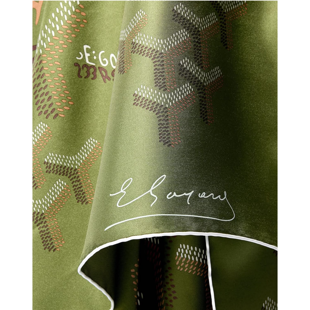 Goyard No. 1 'Khaki Green' Silk Scarf