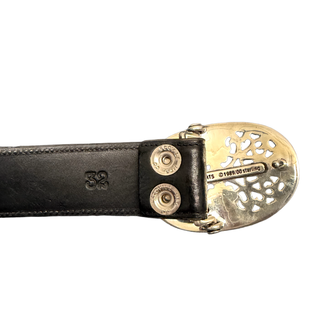 Chrome Hearts 'Silver Oval Cross' Red Patches Belt