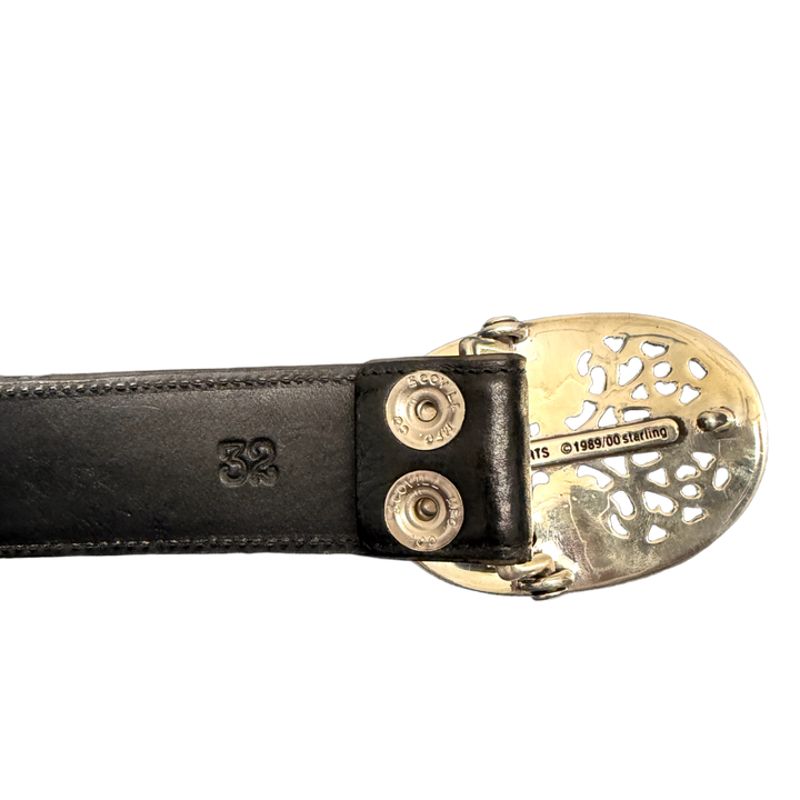 Chrome Hearts 'Silver Oval Cross' Red Patches Belt