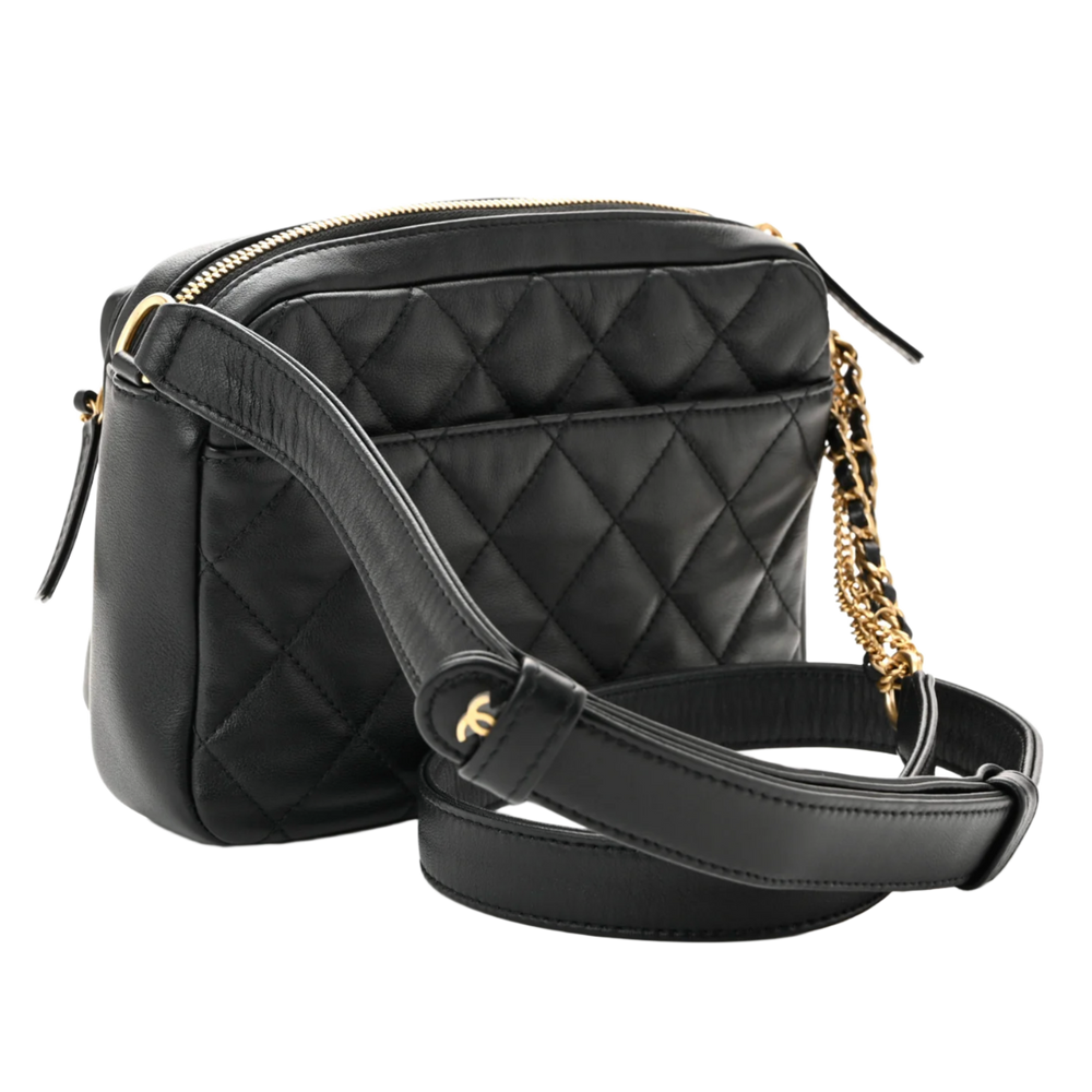 Chanel 23P 'Twin Pocket' Small Black Camera Bag