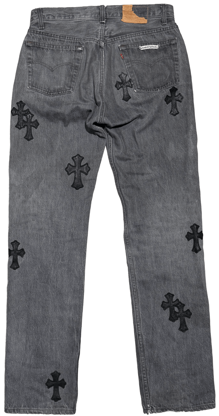 Chrome Hearts '20 Patch' Faded Black Jeans