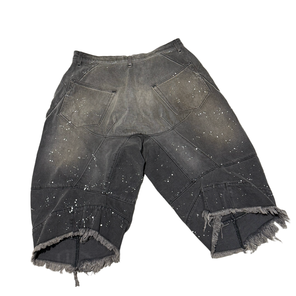 Satoshi Nakamoto 'Distressed Paint' Long Jean Shorts