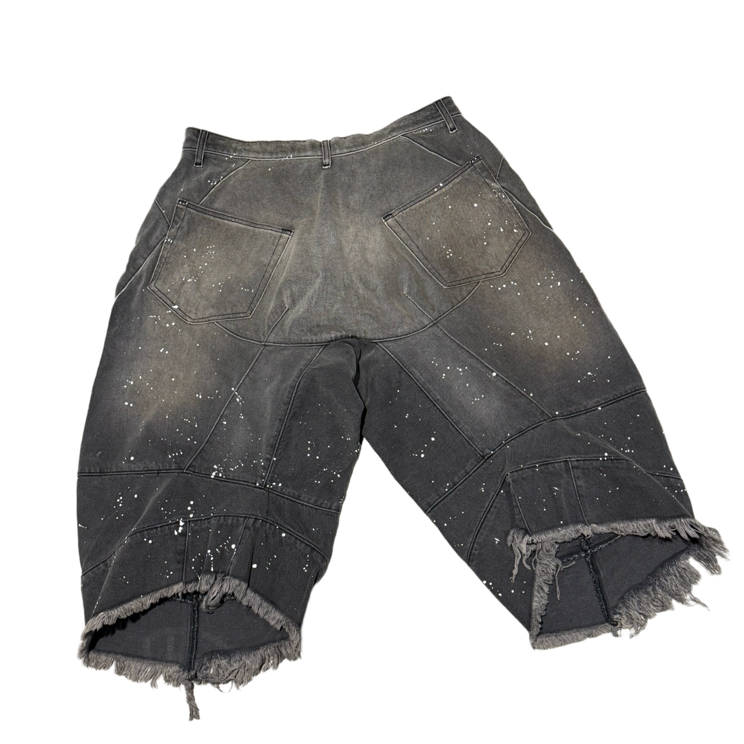 Satoshi Nakamoto 'Distressed Paint' Long Jean Shorts