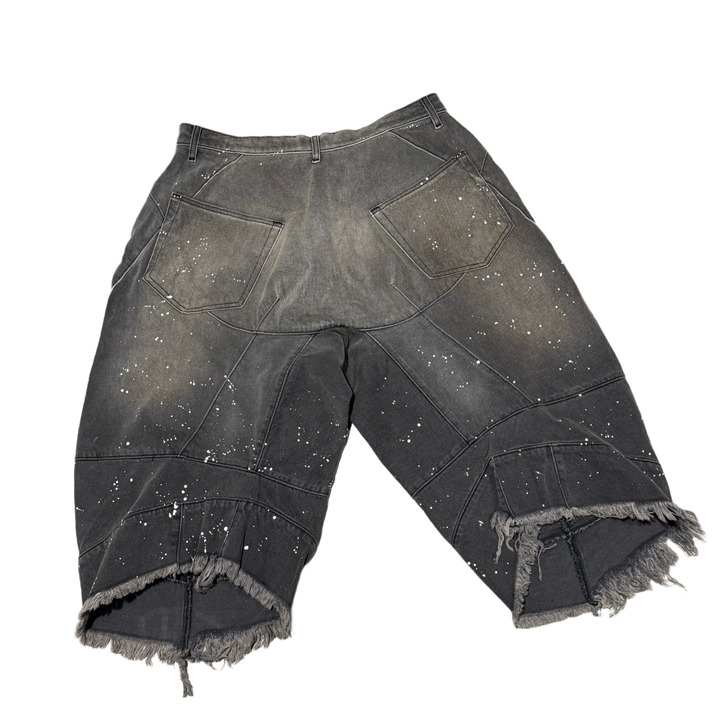Satoshi Nakamoto 'Distressed Paint' Long Jean Shorts