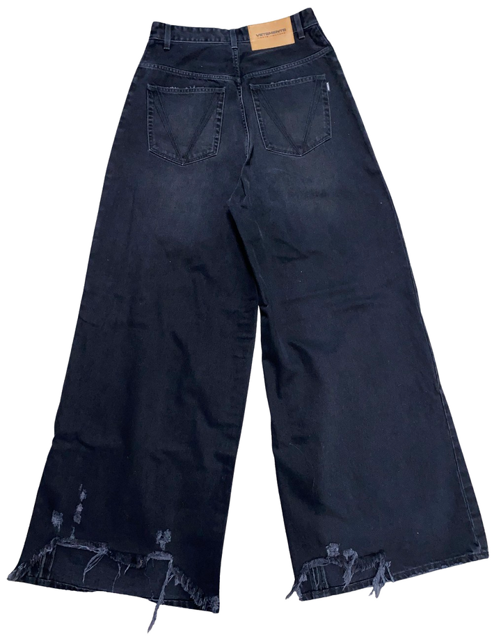 Vetements 'Distressed' Black Flare Oversized Jeans