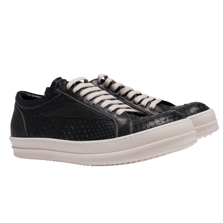 Rick Owens 'Black/Milk' Embossed Python Vintage Sneaks