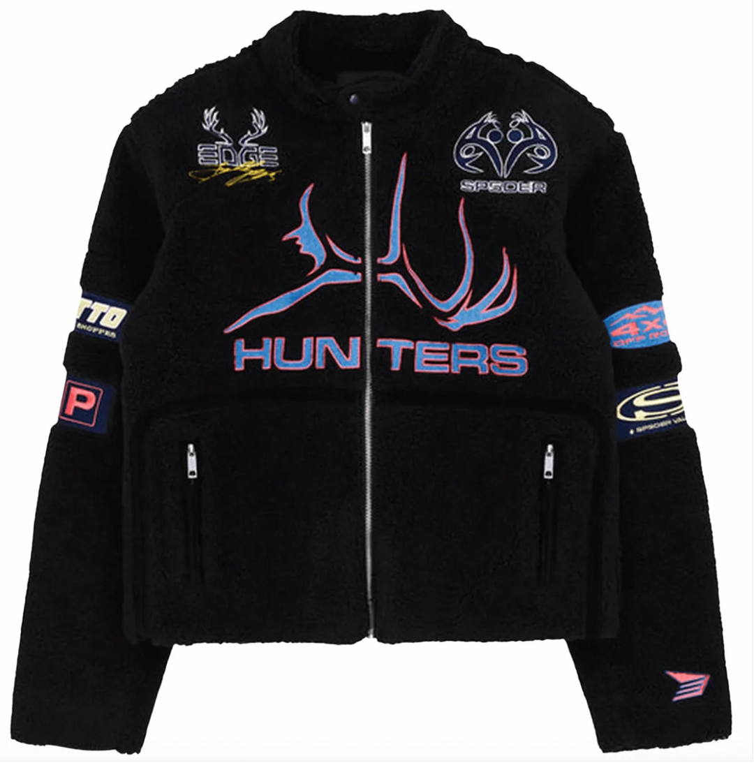 Sp5der Sherpa Black 'Hunter' Moto Jacket