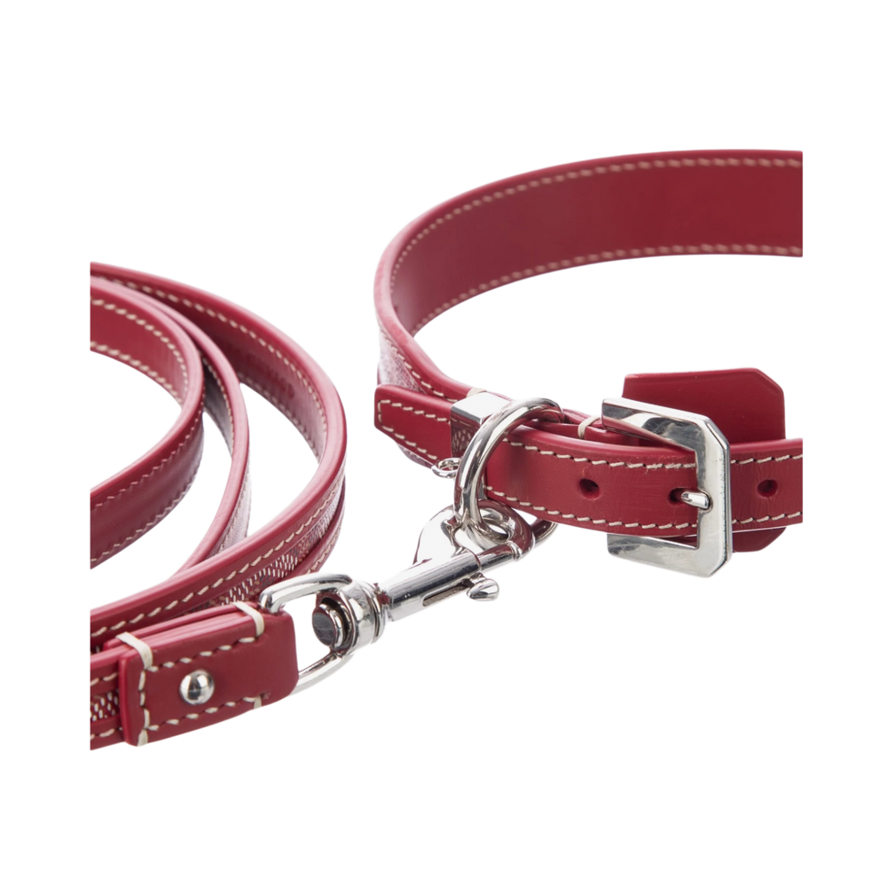 Goyard Edmond 'Red' Dog Collar and Leash