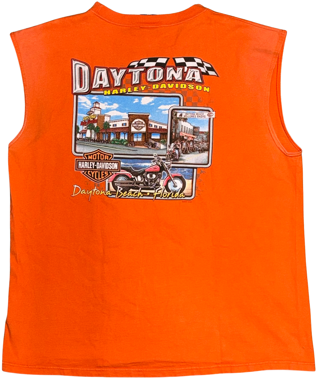 Harley Davidson 'Daytona Beach FL' Orange Vintage Cutoff Tee
