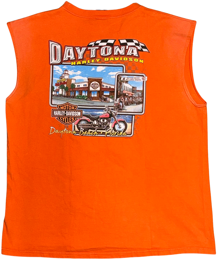 Harley Davidson 'Daytona Beach FL' Orange Vintage Cutoff Tee