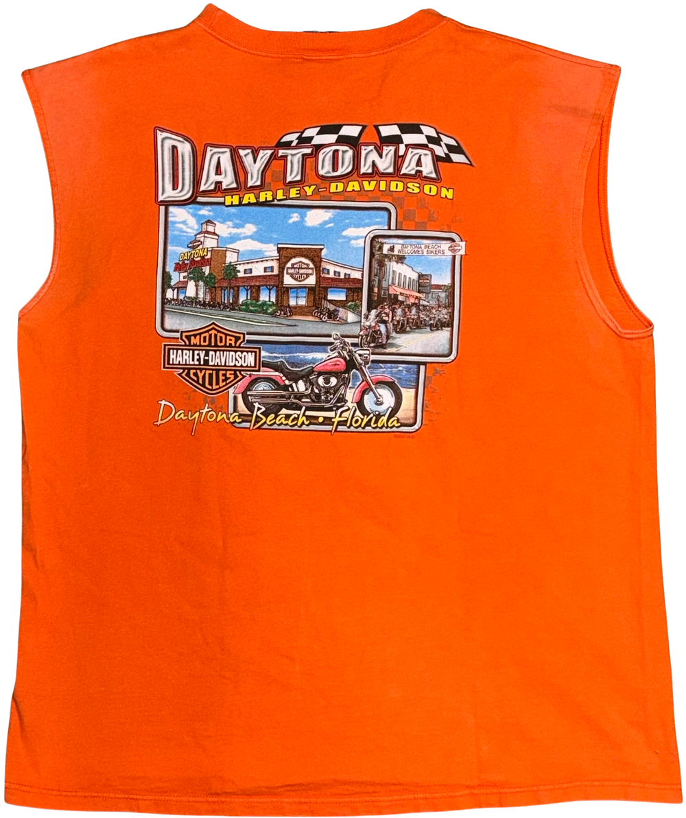 Harley Davidson 'Daytona Beach FL' Orange Vintage Cutoff Tee