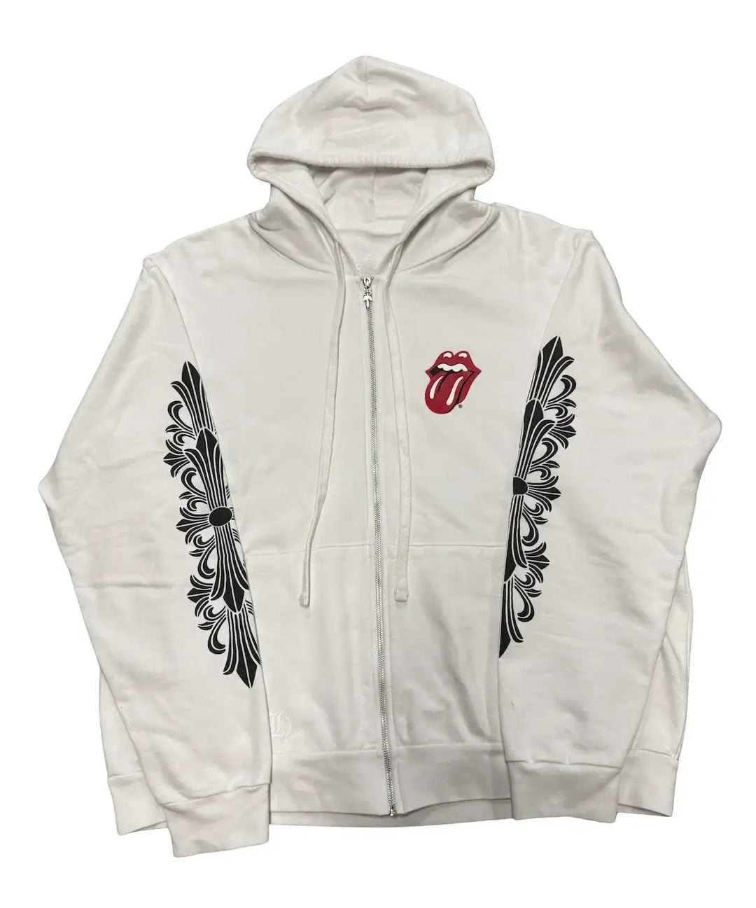 Chrome Hearts 'Rolling Stones' White Zip Up Hoodie – Showroom LA
