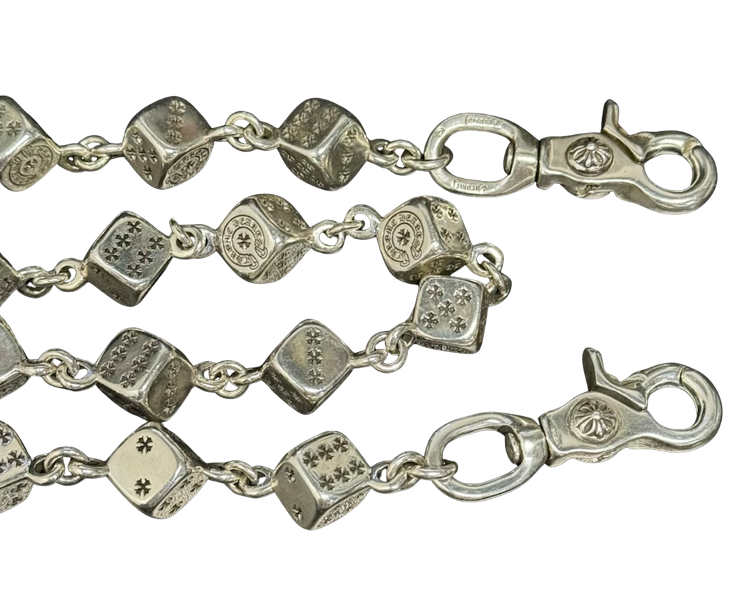 Chrome Hearts 'Jumbo Dice' 34in Silver Wallet Chain
