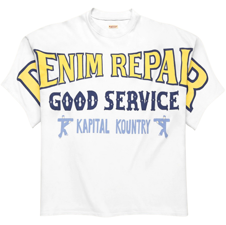 Kapital 'Denim Repair' White Jersey Tee