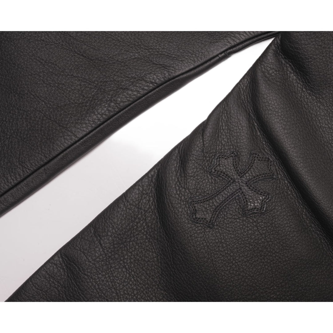 Chrome Hearts Black Leather '20 Patch Le Fluer' Pant