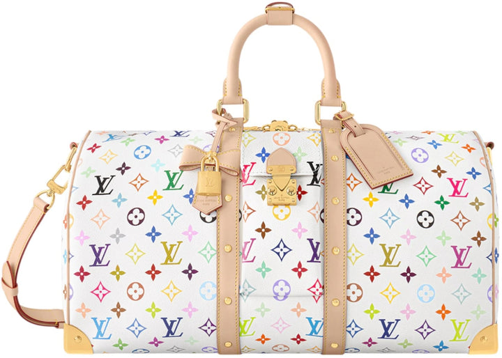 Louis Vuitton x Takashi Murakami 'White Multicolor' Keepall Bandouliere 45 Duffle Bag